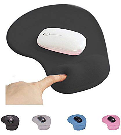 Mouse Pad Gel,SHESHY Mouse Mat with Wrist Rest - With Convenient Gel Wrist Support - Non-slip Rubber Base, Ergonomic, Gray/Black/Pink/Blue