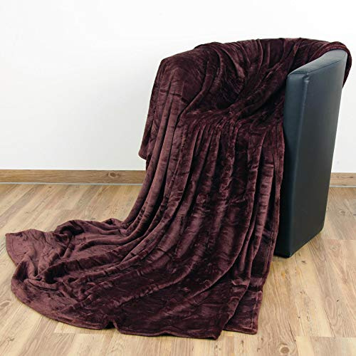 Bestlivings Kuscheldecke Celina 180x220 cm – XXL Wohndecke in Braun | 220g/m² Mikrofaser, beidseitig gleich weich & flauschig, wärmend, leicht – XXL Format, ideal als Tagesdecke und Partnerdecke