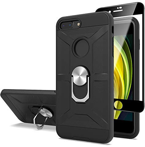 Cuoqing iPhone SE (2020) Hülle, Handyhülle for iPhone 8, iPhone 7 Hülle 360 Grad Ring Handy Hüllen Hull Bumper Schutzhülle Case für iPhone SE 2020/iPhone 8/iPhone 7 Handyhülle,Black
