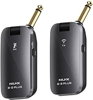 Nux B-2 Plus 2.4GHz Drahtlos-Gitarren-System, Wireless Adapter (Taschenformat, Akkulaufzeit max. 7 Stunden, große Reichweite, 32 Bit/ 48KHz Hi-Res-Klangqualität, Klinkenstecker), Schwarz