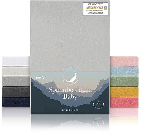 Laleni Jersey Spannbettlaken 100x115 cm Laufstall 2er Set - Oeko-TEX zertifiziertes Spannbettlaken 6-eckig - Laufstall Bezug Baumwolle - Spannbettlaken Laufgitter 100x115 - Baby Bettwäsche in Grau