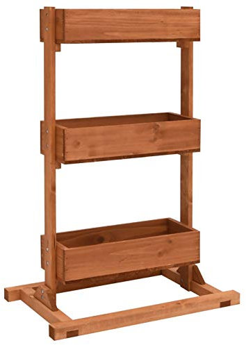 Tidyard Pflanzkübel Blumenkasten Topfpflanzen Pflanzenständer aus massivem Tannenholz Mit 3 Kästen,Blumenkübel Pflanzkasten Hochbeet Blumentopf Pflanzgefäß Vertikalbeet Garten 52x30x78cm