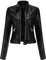 YYNUDA Elegante giacca da donna in finta pelle con cerniera lampo corta PU moto Biker Outwear aderente cappotto slim, Nero , S