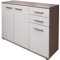 Dmora Modernes Design hohes Sideboard mit 3 Türen und 3 Schubladen, Küchenbuffet, Sideboard mit Regalen und Regalen, 103x35h70 cm, Farbe Weiß und Eiche