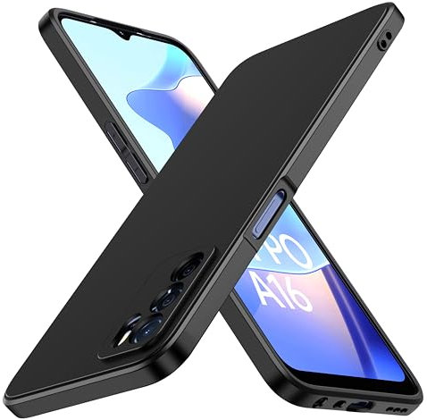 ivoler Silikon Hülle für Oppo A16 / Oppo A16s / Oppo A54s mit Kameraschutz, Ultra Dünne Weiche Stoßfest Schutzhülle Flexible TPU Matte Schwarz Handyhülle Kratzfest Case Cover