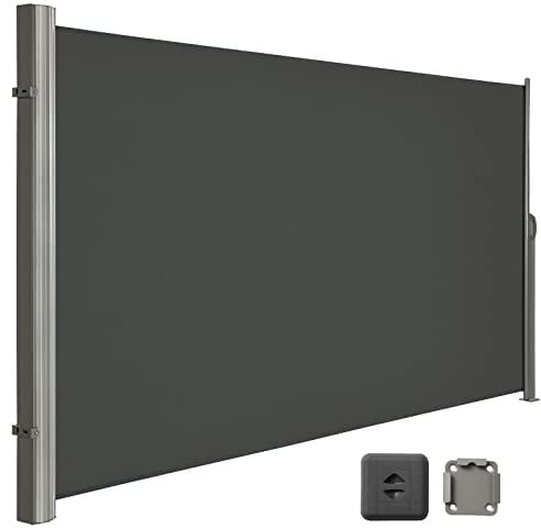 LARMNEE Seitenmarkise, ausziehbar, 200 x 450 cm, Sichtschutz, Sonnenschutz, Blickdicht, Seitenrollo, für Balkon, Terrasse, Garten, Anthrazit EBK2045BP02