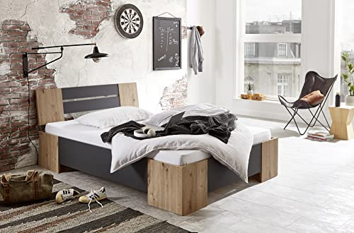 BMG Möbel Futonbett Graz Bett Holzbett Doppelbett 140x200 cm Made in Germany (Mit Rollrost)