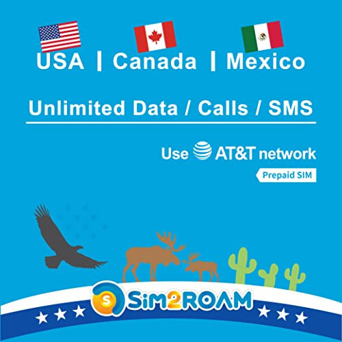 USA Kanada Mexiko AT&T SIM-Karte | unbegrenzte Hochgeschwindigkeitsdaten/Anrufe/SMS | ATT SIM-Karte US, USA, Kalifornien, Kanada, Mexiko | nur passend für iPhone (6 Tage)