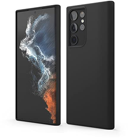 elago Silicone Liquido Custodia Cover Compatibile con Samsung Galaxy S22 Ultra 5G Case (6.8), Silicone Premium, Protezione Completa - 3 Strati Antiurto, Fodera Microfibra Antigraffio (Nero)