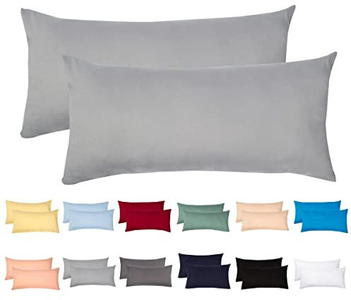 Livessa 2er Set Kissenbezug 40 x 80 cm - Kopfkissenbezug aus%100 Baumwolle Kissenhülle Bügelfrei & Knitterfrei mit Reißverschluss, 40x80cm Pillow Cover, atmungsaktiv, Oeko-Tex Zertifiziert