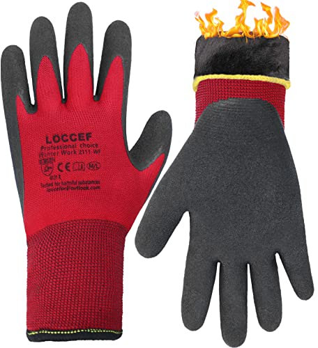 LOCCEF 2 Pairs Winter Work Gloves for Men and Women, Freezer Gloves for Work Below Zero, Thermal Insulated, Super Grip (L)