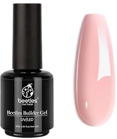 Beetles Builder Gel for Nails, 5-in-1-Builder-Strengthener-Gel, 15 ml Nude-Pink-Aufbau-Nagelgel,Baby-Pink-Farbe, Shy Blush, Hard Jelly-Gel für Nägel für Nailart-Design