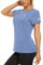 KEFITEVD Sportshirt Damen Kurzarm Locker Golf Tshirt Outdoor Frauen Freizeitshirt Stretch Atmungsaktiv Sommerhemd Fitness Funktions Shirt Wandern Meliert Hellblau S