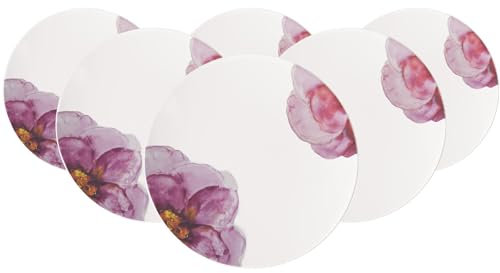 Villeroy & Boch - Rose Garden Gourmetteller Coupe 6er Set, 32 x 32 x 2,5cm, Premium Porzellan, weiß/rosa, 10-4287-2595 (6x), Floral