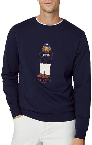 Hackett London Herren Harry Logo Crew Sweatshirt, blau (Marineblau), L