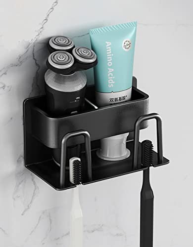 Portaspazzolino Elettrico, Porta Spazzolino da Muro, Nero Acciaio Alluminio Porta Dentifricio, Porta Spazzolini Bagno, Porta Testine Portaspazzolini, Porta Spazzolini Elettrici Parete (2 Slots)