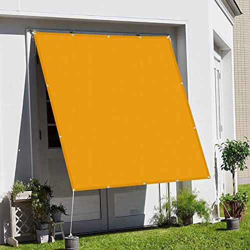 Tenda a Vela Impermeabile 1.5 x 2 m Resistente agli Agenti atmosferici Tende da Sole Rete Termica con Kit di Fissaggio Occhielli per Esterno,Giardino e Terrazza Piscina, Oro