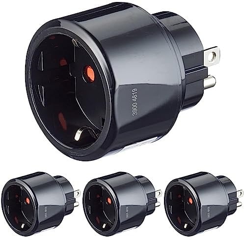 Brennenstuhl Reisestecker/Reiseadapter (Reise-Steckdosenadapter für: USA Steckdose und Euro Stecker) 15Am| Max 1875W, schwarz (Packung mit 4)