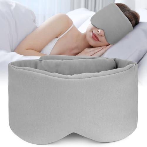 Hilph Augenmaske Schlafmaske für Männer und Frauen, 100% Blockout Augenmaske zum Schlafen, Einstellbare Schlafmaske und Augenbinde für Nachtschlaf, Reisen und Nickerchen, Grau