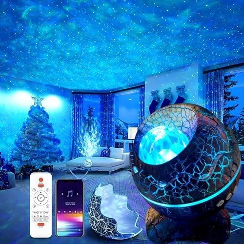 Dinosaur Egg Galaxy Star Projector: Sensory Night Light with White Noise Machine, Bluetooth & Timer, Lava Lamp, led lights for Bedroom, Ceiling Projector, Christmas Gifts for Kids, Teens, Adults