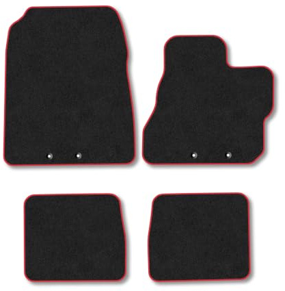 Fits Toyota iQ (2009-2015) Carpet Car Mats | Red Edge Trim Tailored Fit Floor Mats Full Coverage Protection Accessories Easy Clean Anti Slip Made in the UK