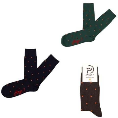 HOYO 7 Pack 3 pares de calcetines algodón topitos bandera España unisex sin costuras (35-40, Marino, verde y gris marengo)