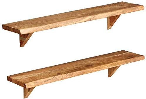 Youuihom Wandregale Wandmontiertes Regal TV-Wandregal CD-Regale Display-Regal 2 STK. 90 x 20 x 16 cm Massivholz Akazie Geeignet für Eingang, Bad, Arbeitszimmer, Büro
