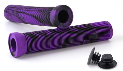 Wilitto Rollergriffe mit Stunt-Enden, weiche Gummi-Flansch-Lenkergriffe für Stunt-Scooter, MTB, BMX, Urban Bike, Dreirad, Rollstuhl - Lila