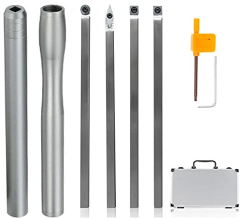 Carbide Wood Turning Tools for Lathe,Wood Lathe Tools Wood Turning Chisel Carbide Tipped Wood Tools Set with Finisher Rougher Finisher Detailer Hollower Replacement Tips & Extend Handle