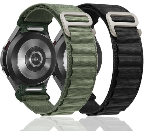 2 Piezas Alpine Loop Correa para Samsung Galaxy Watch 7/6/5/4/FE 40mm 44mm/5 pro 45mm/Watch 6 Classic 43 47mm/4 classic 42mm 46mm,20mm Pulsera de nailon G-Hook one click Correas deportiva de repuesto