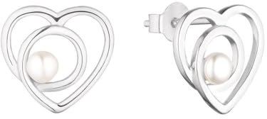 s.Oliver Ohrstecker 925 Sterling Silber Damen Ohrschmuck, mit Süßwasserzuchtperle, 1,2 cm, Weiß, Herz, Kommt in Schmuck Geschenk Box, 2037822
