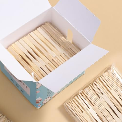 AMRANKUO PartyPicks Bamboo Forks,500-Count Bamboo Appetizer Forks & Toothpicks - 3.5-Inch Mini Forks for Appetizers, Cocktail Parties, Fruits, Charcuterie - Wooden Food Picks Accessories.