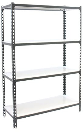 PROREGAL Schwerlastregal MID Metal Shark | HxBxT 150x120x30cm | Fachlast 200kg | Anthrazit-Weiß | Regal Standregal Werkstattregal Lagerregal Kellerregal