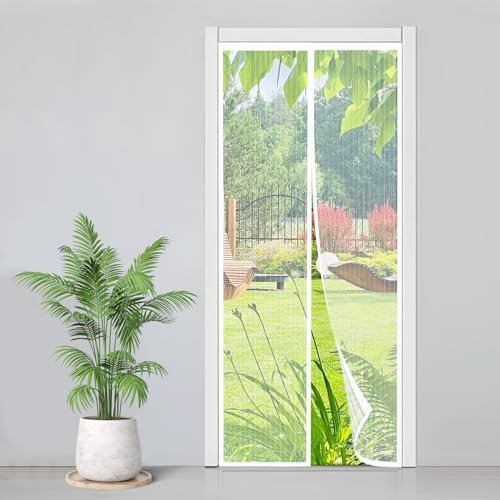 Zanzariera Magnetica 75x240cm, Zanzariera Porta Finestra Tenda Bianco, Tenda Magnetica Si Impedisce agli Insetti, Facile da Installare, Chiusura Automatica per Balcone, Soggiorno, Cantine, Terrazze