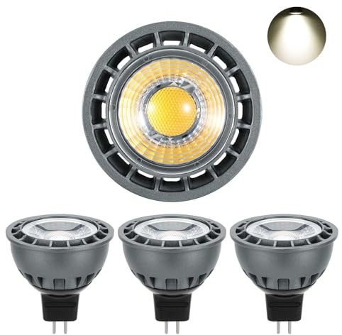 MR16 LED Lampen,AC/DC 12V,5W LED Leuchtmittel Ersatz für 50W Halogenlampen,500LM Naturweiß 4000K Strahler,Kein Flackern MR16 LED Birnen,Nicht Dimmbar 45° Abstrahlwinkel LED Spot MR16(4er Pack) (4000k)
