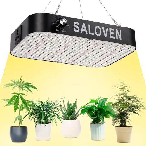 SALOVEN Pflanzenlampe led vollspektrum,Dimmbare Hohem PPFD und IR LED Full Spectrum P130 W Plant Grow Lamp with UV IR,Innen Wachsen Zelt Samen Knospe Pflanze Gemüse und Blume