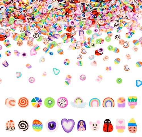 Magibeads Cabochons aus Modelliermasse, 100 g, 20 Stile, ohne Loch, Cabochons, sortiert, Kawaii-Perlen mit flacher Rückseite, für Ohrringe, Schlüsselanhänger, Schmuckherstellung, Scrapbooking,