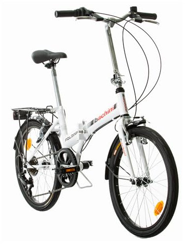 Multibrand PROBIKE Folding 20 Zoll Klapprad, Faltrad, 6 Gang, Herren-Fahrrad & Jungen-Fahrrad, Schutzbleche, geeignet ab 155 cm - 185 cm (Weiß-Rot-Glanz)