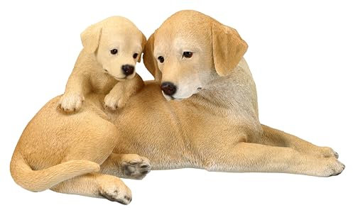 Figuren Shop GmbH Gartenfigur Labrador Retriever mit Welpe 27,5 cm - Hund, HotAnt, Wetterfest & Detailreich