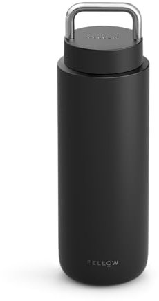 Fellow 32 oz Carter Carry - Travel Vacuum Insulated Stainless Steel Tumbler - Keeps Heat for 12 Hours/Stays Cold for 24 Hours - Leak-Proof Seal - Stainless Steel Handle - Slim Width - Matte Black