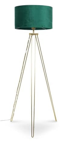 ValueLights | Modern Gold Hairpin Design Tripod Floor Lamp with a Forest Green Velvet Drum Shade | Floor Lamps, Home Décor & Improvement Essential