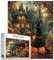 1000-Piece Halloween Dress Witch Puzzle - Adults, Black Cat Puzzle - Fall Pumpkin Garden