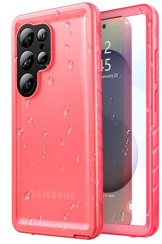 SPORTLINK Coque pour Samsung Galaxy S25 Ultra Étanche - 360 Antichoc Incassable Militaire Rigide Intégrale Antipoussière S25 Ultra Case/Bumper [IP68 Imperméable] [avec Protection Camera+Écran]-Rose