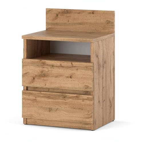 MRBLS_HOME Kommode mit 2 Schubladen - Nachttisch 40x59x32 cm (B/H/T) - Nachttischschrank für Schlafzimmer - Nachtkommode - Beistellschrank - Schlafzimmer Nachtischschränke (Wotan)