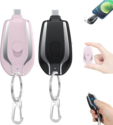 MUMQAQ Keyring Power Bank,1500mAh Mini Power Emergency Pod,Keychain Portable Charger for iPhone or Type-c,Portable Ultra-Compact External Fast Charging Power Bank Battery Pack,Key Ring Cell Phone