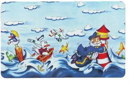 Frühstücksbrett - Steife Brise - Schneidebrett Frühsücksbrettchen maritim Leuchtturm Kapitän Sturm Wind Cartoon witzig