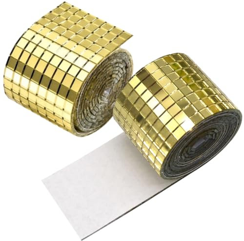 STOBOK Spiegel-mosaik-fliesen-aufkleber-set 4 Cm X 1 M Goldfarben Dekorative Wandaufkleber Für Zuhause