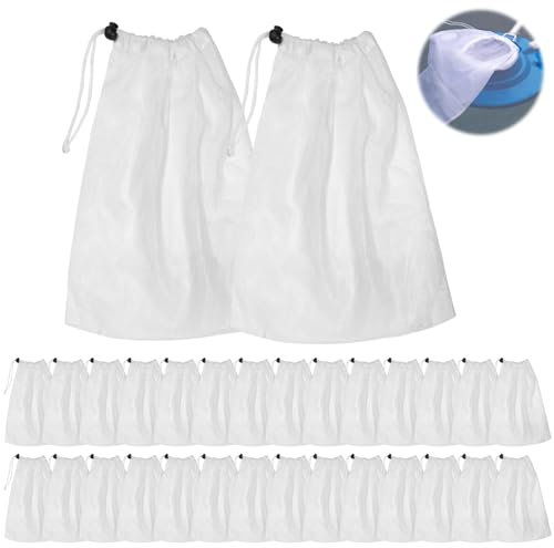 Lot de 30 Sacs de récupération de Rechange, en Tissu, pour Le Nettoyage des Feuilles de Piscine, avec Cordon de Serrage et Fermeture, Sacs en Maille de Nettoyage, Sacs d'aspirateur pour Sol, Sac en