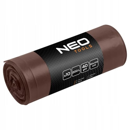 NEO TOOLS Müllsäcke | extra starke Abfallsäcke | Braun Rollen | 200 L Fassungsvolumen | stabile robuste Müllbeutel reißfest Müllsäcke | Folienstärke 40 mic