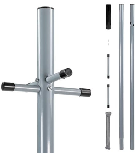 Taylor & Brown 2.4m Large Garden Clothes Washing Lines/Prop line Heavy Duty Pole Post 30M Line PVC Galvanized Steel Home Garden Laundry Towel Dryer Clothing Outdoor Drying Rack Stand